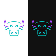 Line Cow head icon isolated on white and black background. Colorful outline concept. Vector