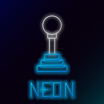 Glowing neon line Gear shifter icon isolated on black background. Manual transmission icon. Colorful outline concept. Vector