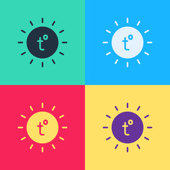 Pop art Sun icon isolated on color background. Summer symbol. Good sunny day. Vector