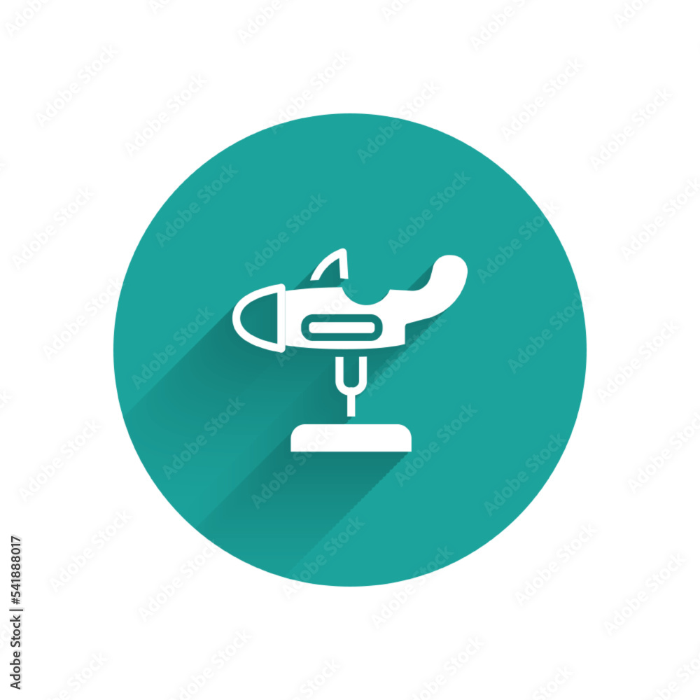 Poster white swing plane on the playground icon isolated with long shadow. childrens carousel with plane. a