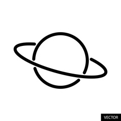 Saturn vector icon in line style design for website design, app, UI, isolated on white background. Editable stroke. Vector illustration.