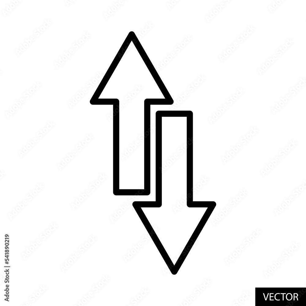 Poster upwards-downwards or up-down way arrows vector icon in line style design for website design, app, ui