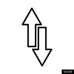 Upwards-Downwards or Up-Down way arrows vector icon in line style design for website design, app, UI, isolated on white background. Editable stroke. Vector illustration.