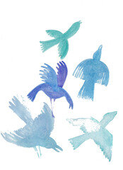 Illustration of few flying  birds. sweet and soft graphic resource. .Dove flying in the sky.