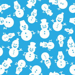 Winter snowman seamless pattern. Vector illustration