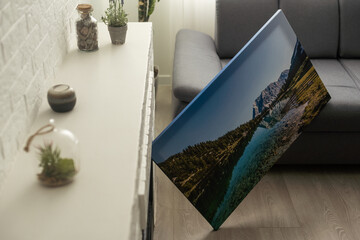 Canvas print. Stretched canvas, gallery wrap. Summer pic, landscape photography. Photo printed on canvas, perspective view