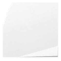 Biała pusta składana kwadratowa karty. Rozdarty arkusz papieru. Jedno zagięcie na kartce. - obrazy, fototapety, plakaty