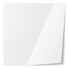 Biała pusta składana kwadratowa karty. Pusty arkusz papieru. Jedno zagięcie na kartce.