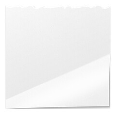 Biała pusta składana kwadratowa karty. Rozdarty arkusz papieru. Jedno zagięcie na kartce.