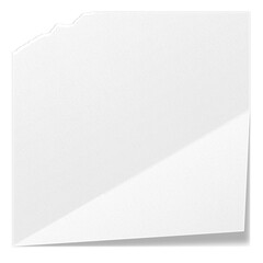Biała pusta składana kwadratowa karty. Rozdarty arkusz papieru. Jedno zagięcie na kartce. - obrazy, fototapety, plakaty