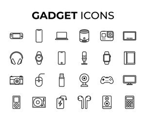 Gadget Icons set. Outline set of Gadget vector icons for web design isolated on white background