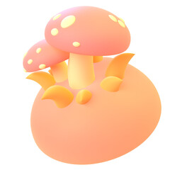 Mushroom in 3d render for graphic asset web presentation or other