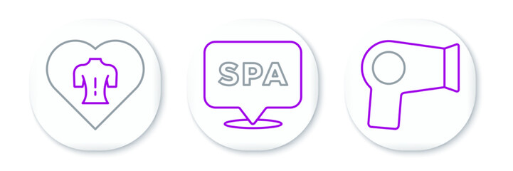 Set line Hair dryer, Massage and Spa salon icon. Vector