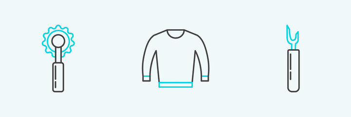 Set line Cutter tool, and Sweater icon. Vector