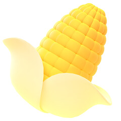 Corn in 3d render for graphic asset web presentation or other