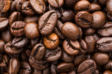 brown coffee, roasted coffee beans, can be used as a background