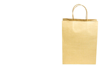 close-up Brown paper bag isolated on white background