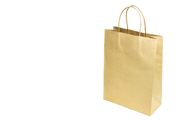 close-up Brown paper bag isolated on white background