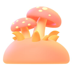 Mushroom in 3d render for graphic asset web presentation or other