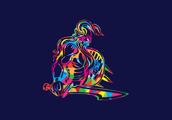 vikings pop art colorful abstract vector