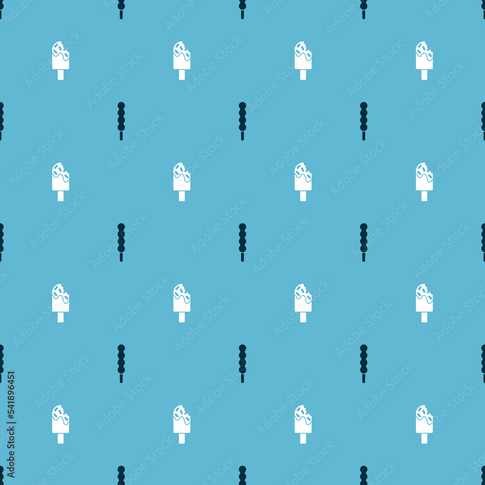 Poster set lollipop and ice cream on seamless pattern. vector