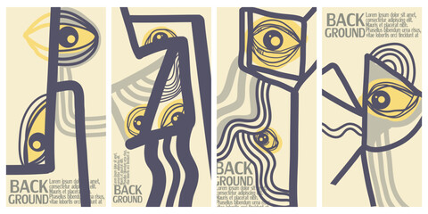 Set of surreal and abstract vector background illustration