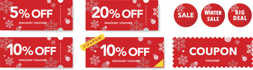 	
WINTER DISCOUNT COUPON TICKET CARD element template vector illustration - obrazy, fototapety, plakaty