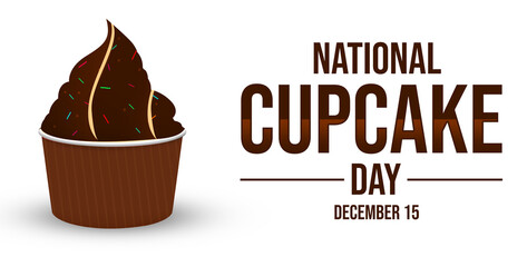 National Cupcake Day Background banner design with chocolate cake and typography