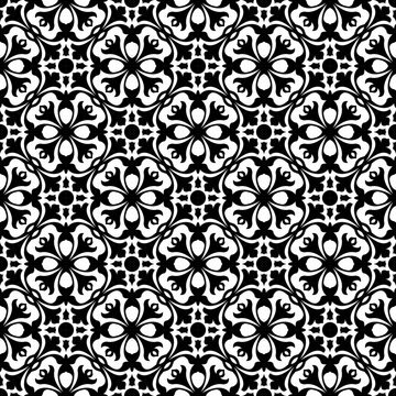 Seamless background image of vintage black and white geometry pattern.
