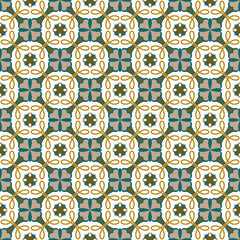 Seamless background image of vintage round line flower kaleidoscope pattern.