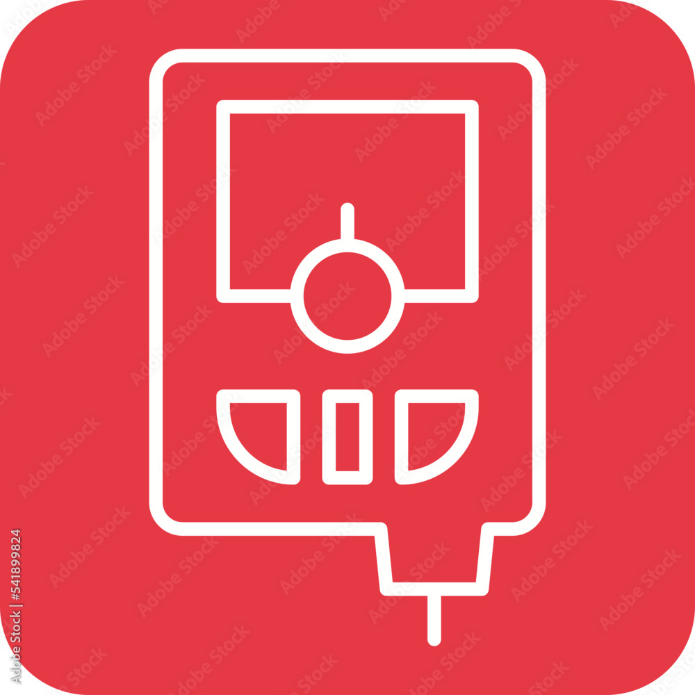 Poster tester machine line round corner background icon
