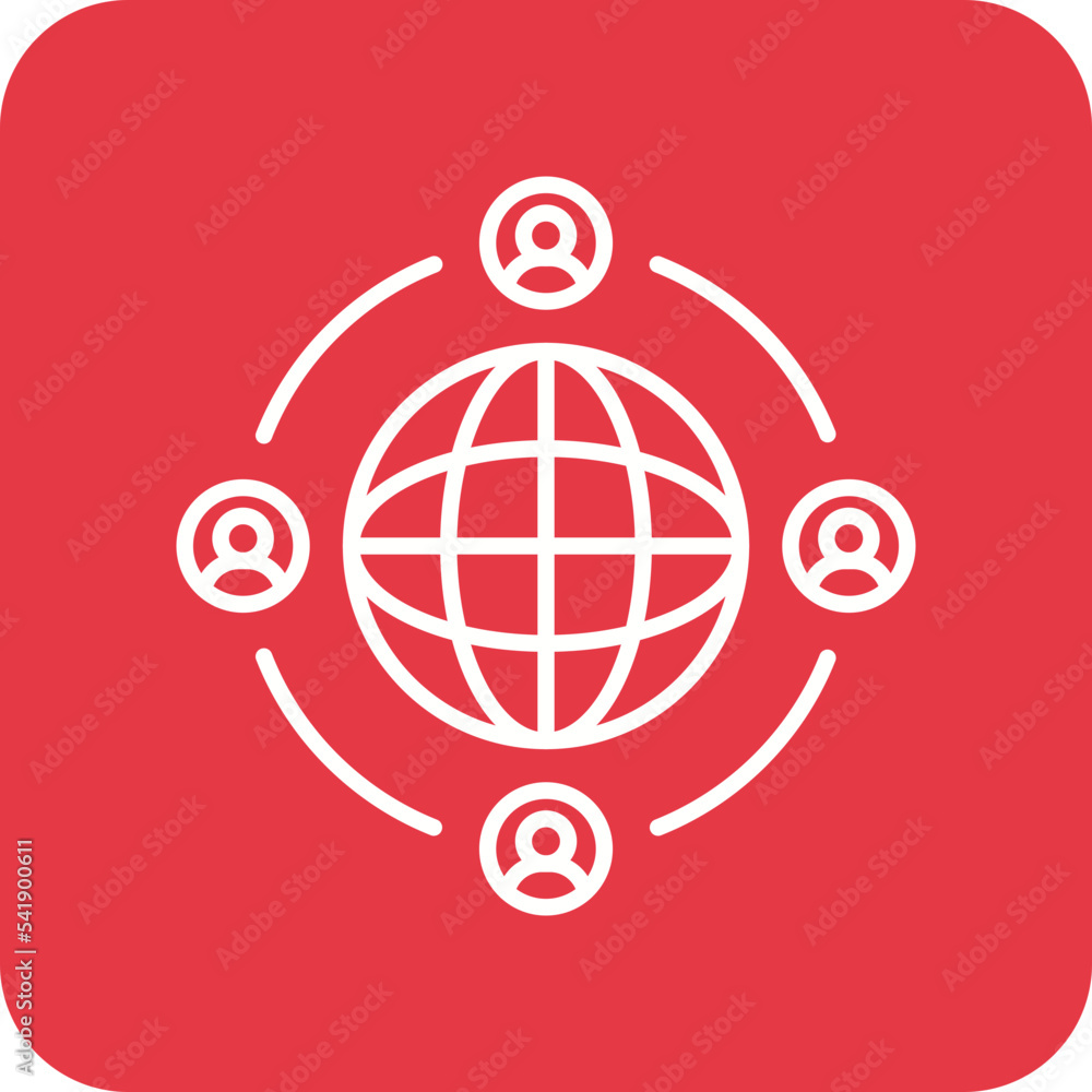 Poster user connection line round corner background icon