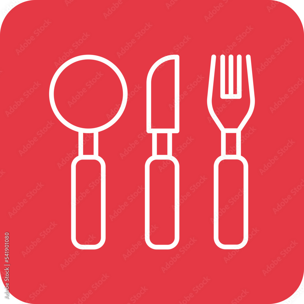 Wall mural Cutlery Line Round Corner Background Icon