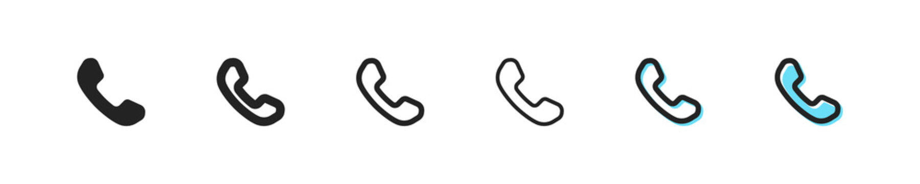 Call icon. Vector phone symbol. Simple mobile outline signs. Communication button, web sign. Telephone icon. Telephone, receiver support service, call phone flat icons.