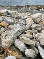 Fototapeta na wymiar Stone rock boulder texture seaside landscape northern nature