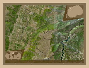 Brvenica, Macedonia. Low-res satellite. Labelled points of cities