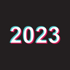 2023. 2023 background. Happy new year 2023 text design. 2023 vector design illustration on black background. 2023 design similar for greetings, invitations, templates, banners, or backgrounds.