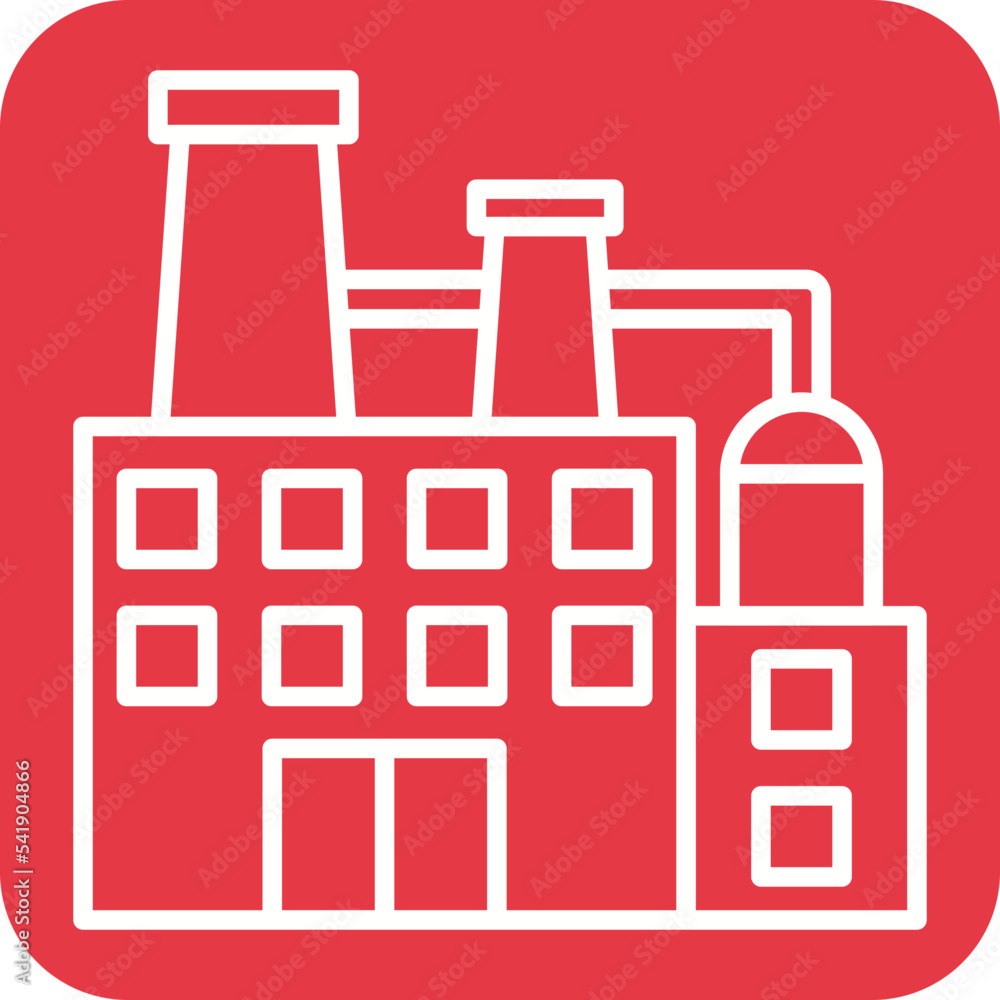 Poster factory line round corner background icon
