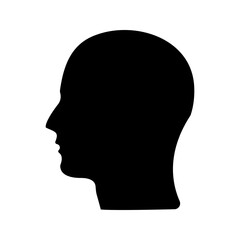 human head icon . Human head profile black shadow silhouette color editable