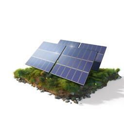 Solar panels on transparent background. Solar power plant. Green electricity. - 541905668