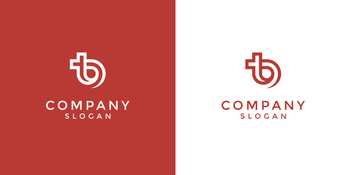 Modern and simple letter BT or TB initial logo