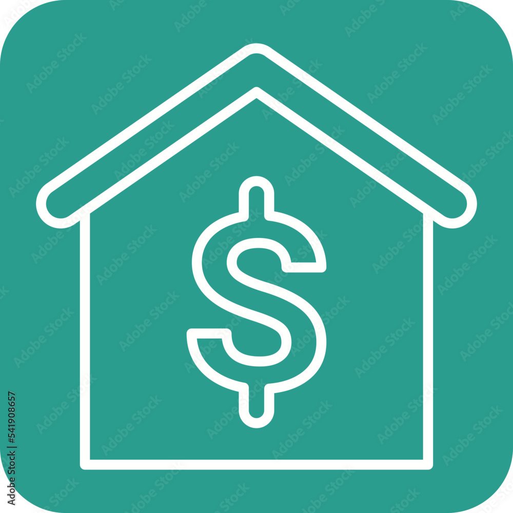 Poster House Price Line Round Corner Background Icon