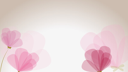 Abstract art vector pink flowers on light pink gradient background. Vector background for banner, poster, web and packaging