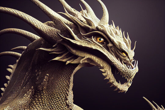 Digital Realistic Illustration Of Dragon