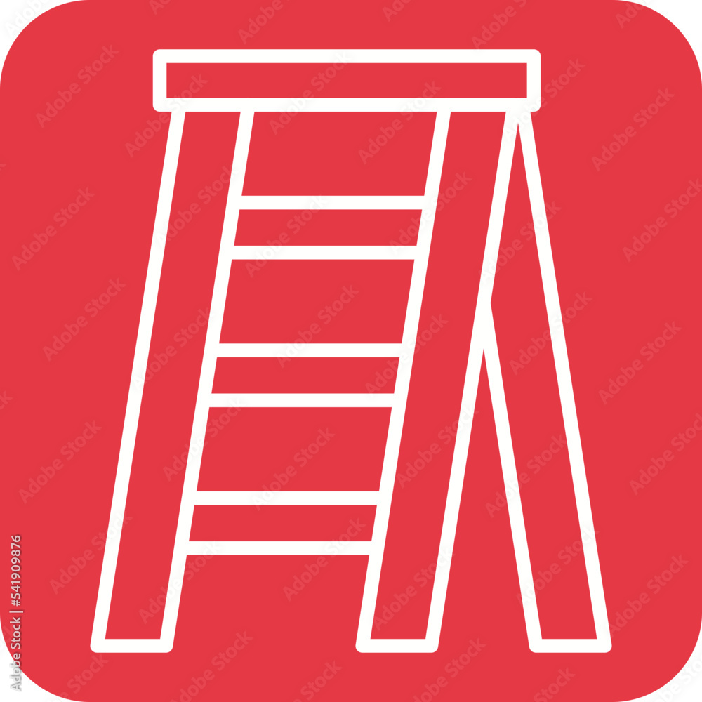 Poster stepladder line round corner background icon