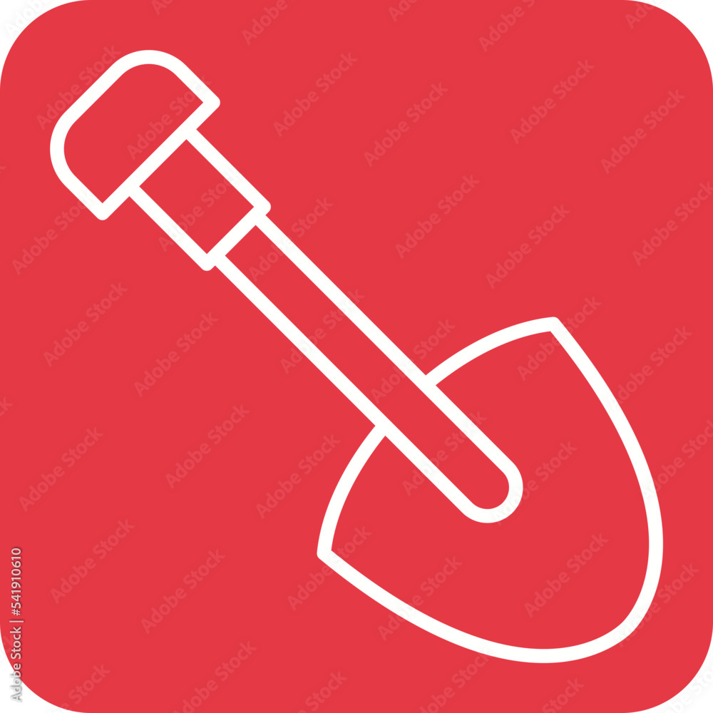 Sticker Shovel Line Round Corner Background Icon