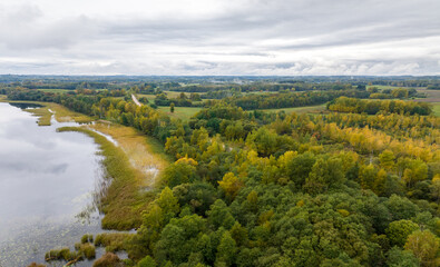 Landscape in Latgale, Lake Siver at the end of the day,