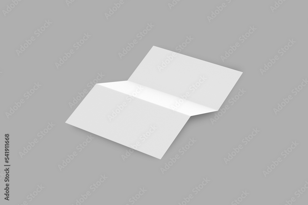 Poster blank trifold paper leaflet on gray background isolated. mock up template ready for your design.3d r