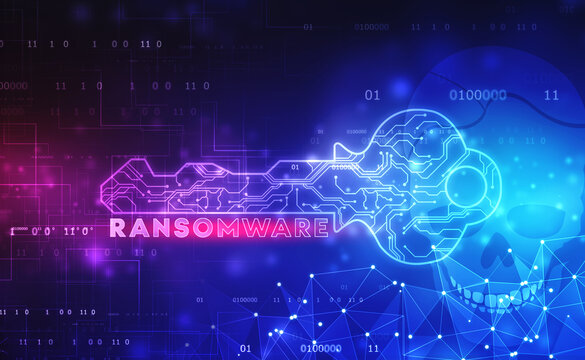 Ransomware alert, 2d illustration ransomware computer virus, technology abstract background. Data Security, Data theft 