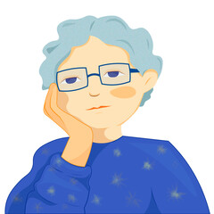 vector illustration of grandmother. grandmother. the grandmother sits leaning on her arm